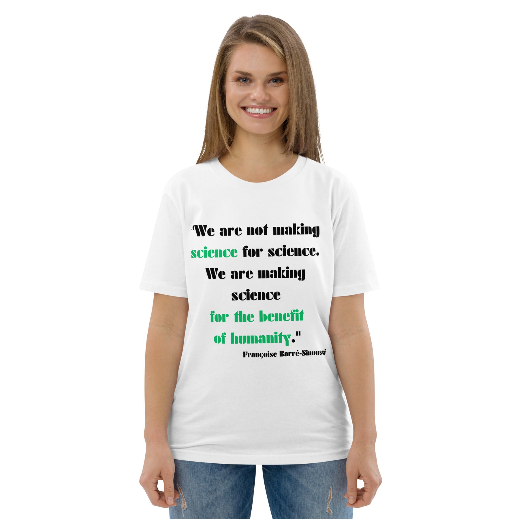 For Humanity's Benefit: Science Advocacy T-Shirt Unisex organic cotton t-shirt